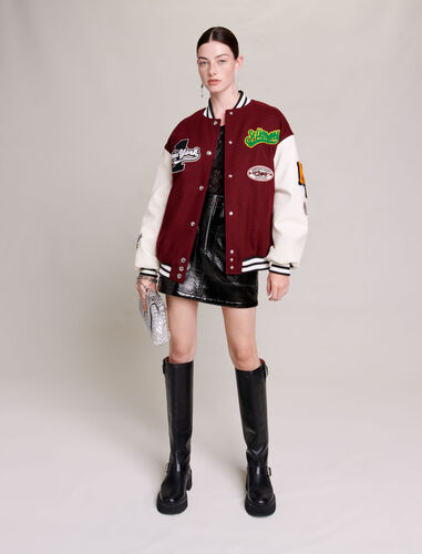 Jacket whool : Coats color Red / white