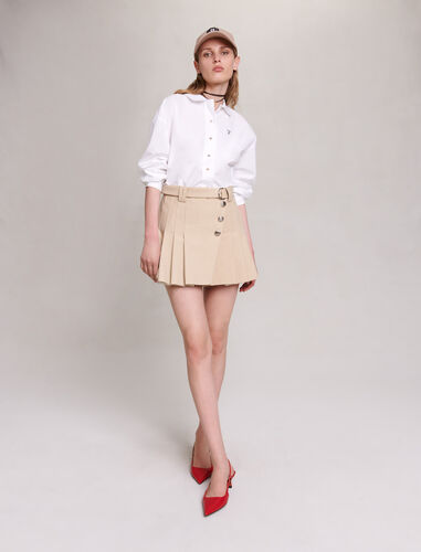 Short pleated skirt : Skirts & Shorts color Beige