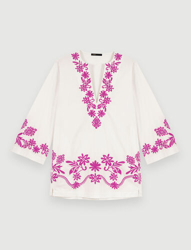 Embroidered tunic dress : Dresses color White