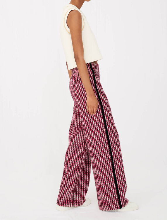 Wide trousers in contrast tweed - Trousers & Jeans - MAJE