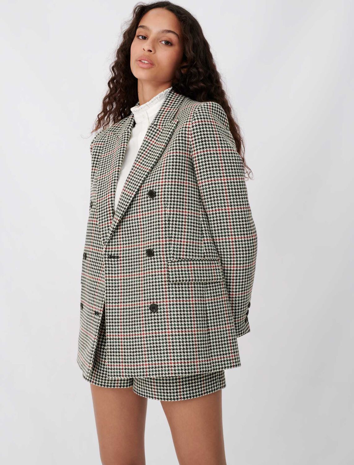 Double-breasted checked jacket -  - MAJE