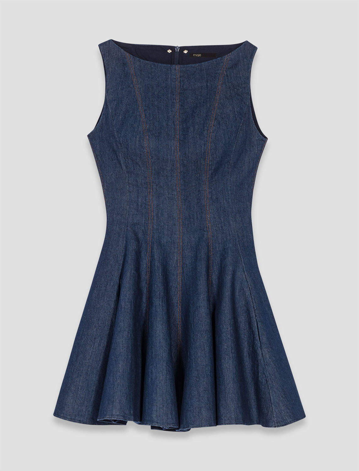Short denim dress with ruffles : Dresses color Navy