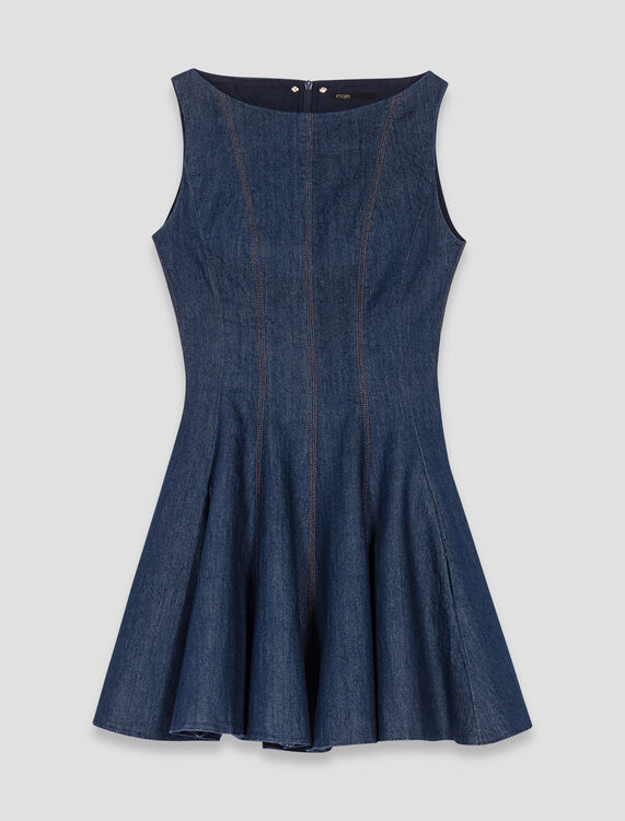 Short denim dress with ruffles - Dresses - MAJE