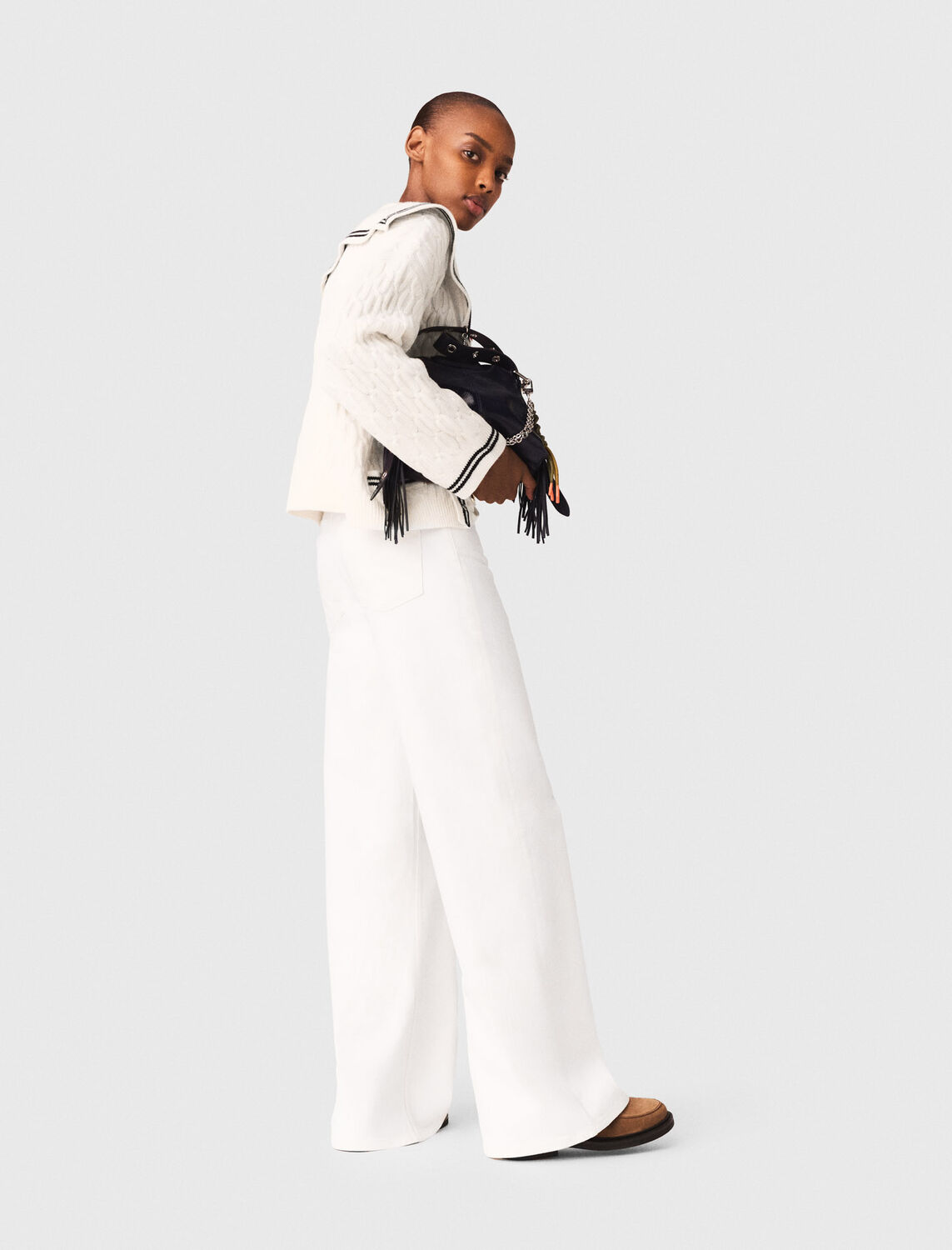 Cable-knit boat neck cardigan - Sweaters & Cardigans - MAJE