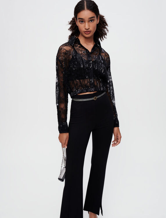 Pleated lace cropped shirt - View All - MAJE