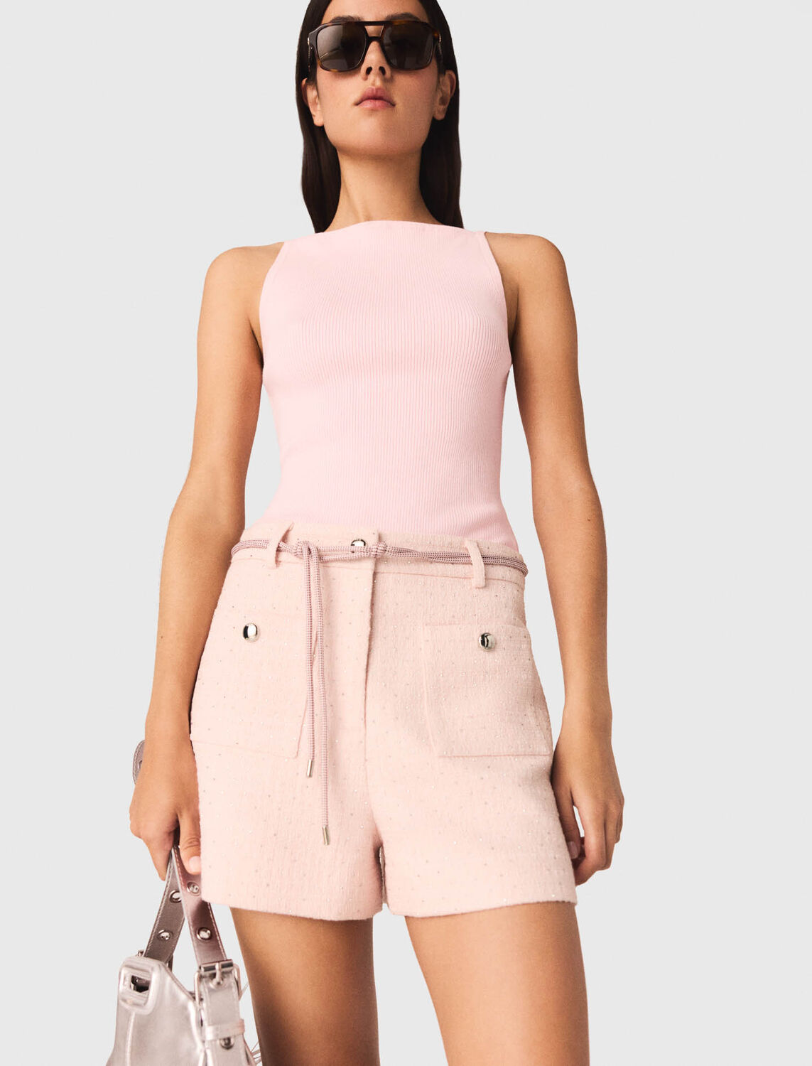 Tweed shorts : Skirts & Shorts color Pink