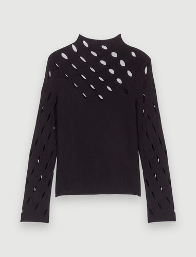 Openwork knit jumper : Sweaters & Cardigans color Black