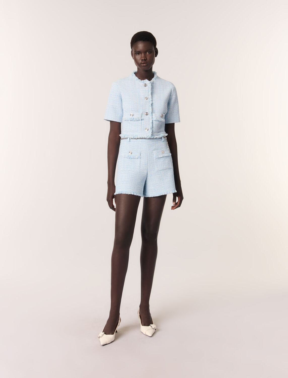 Tweed shorts with belt - Skirts & Shorts - MAJE