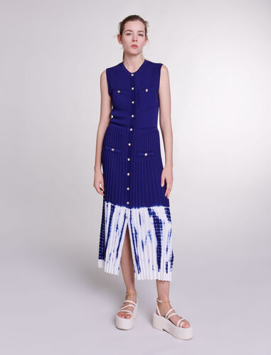 Tie-dye knit maxi dress : Dresses color Navy