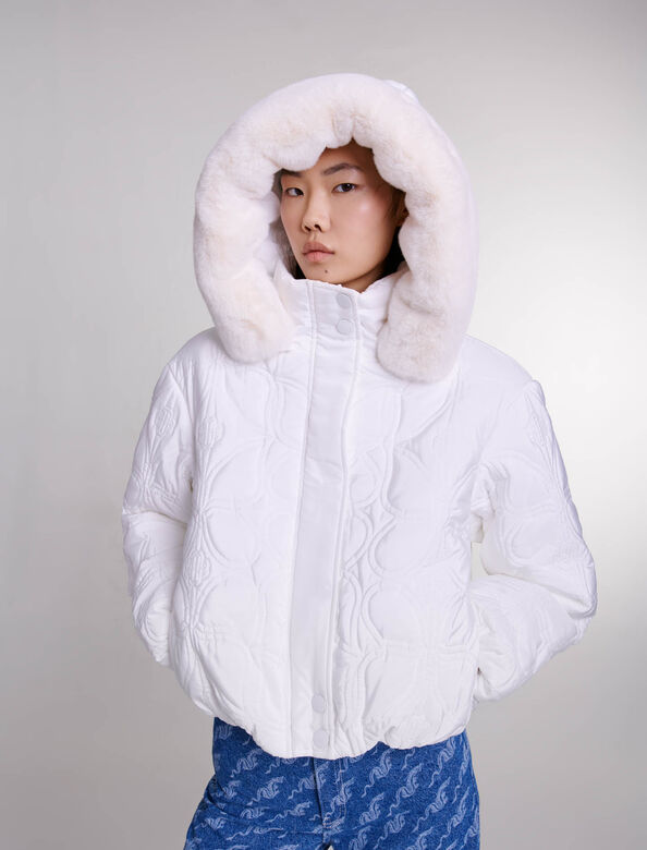Short quilted puffer jacket : Coats color White