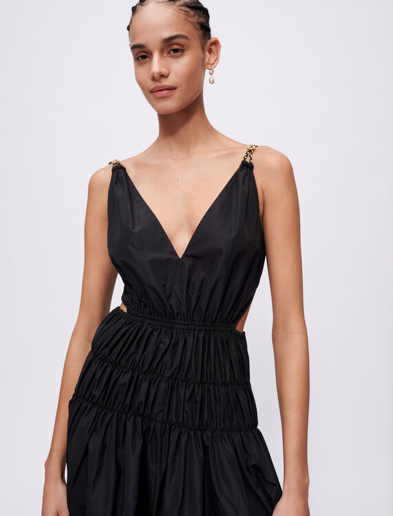 Taffeta dress with cut-out at the waist : Dresses color Black