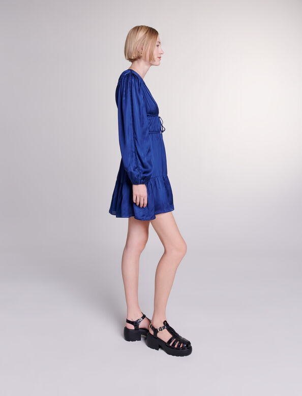 Short satin-look dress : View All color Navy