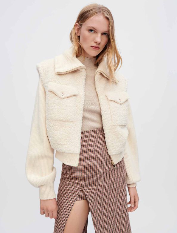 Faux fur and knit jacket : Coats & Jackets color 