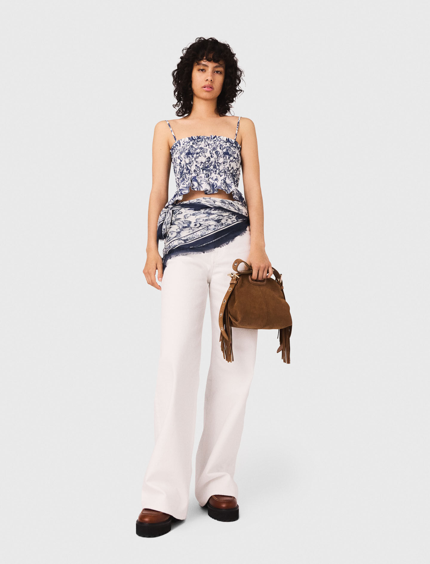 125LUNNAFRUIT Printed smocked top - Tops - Maje.com