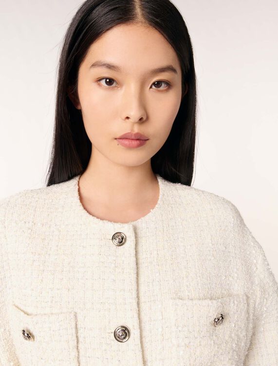 Belted tweed jacket -  - MAJE