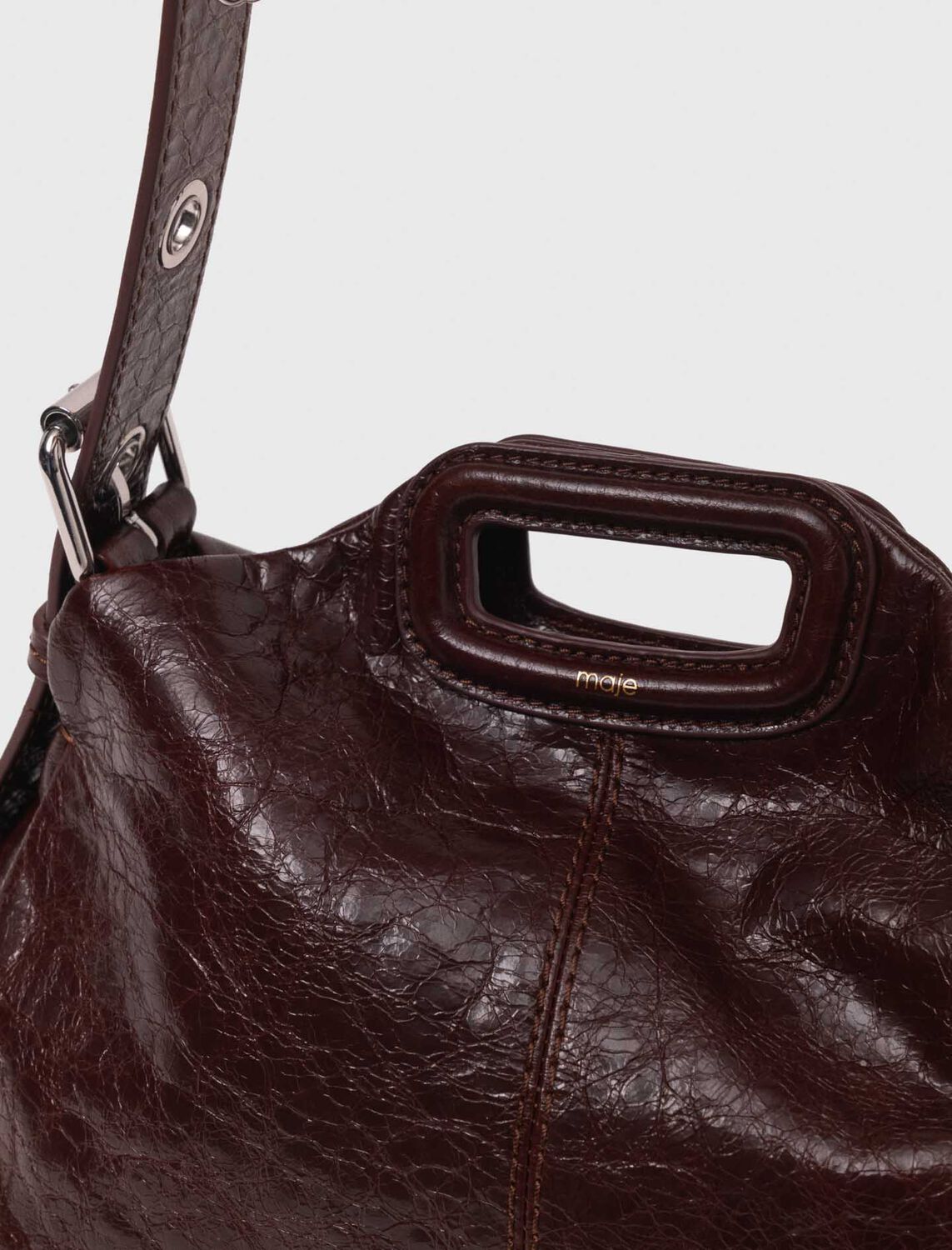 Crackled leather Miss M bag : M Bag color Dark brown