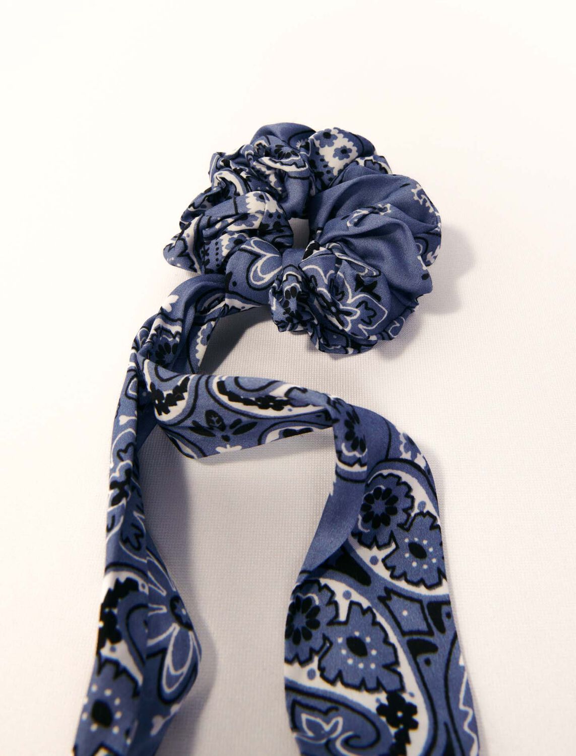 Scrunchie with printed ribbon scarf -  - MAJE