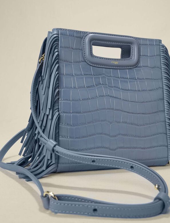 M bag in crocodile-effect leather : Bags color Storm grey