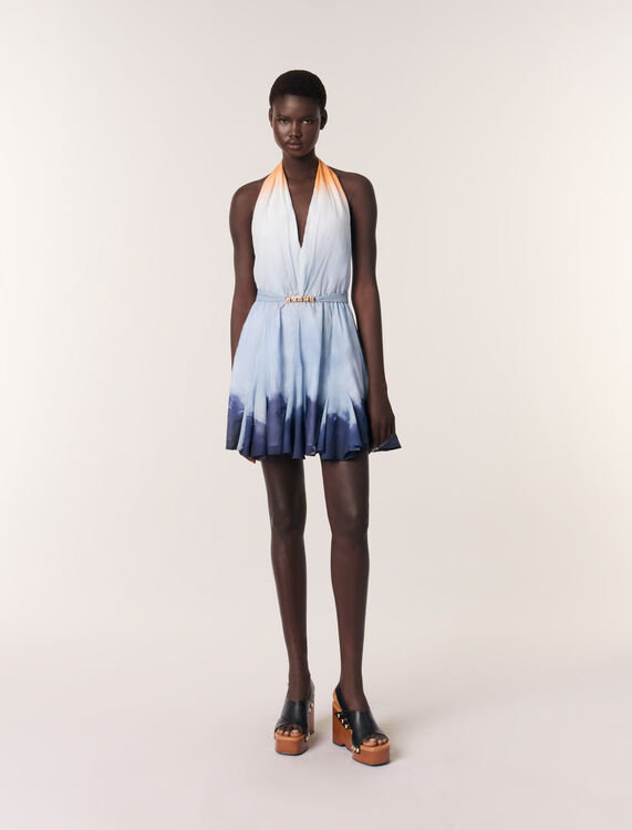 Short tie-dye dress : Dresses color Blue tie and dye print