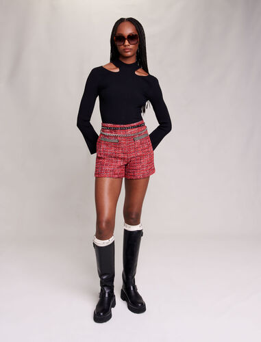 Shorts in tweed : Skirts & Shorts color Red