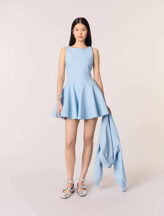 Short flared cotton dress : Dresses color Blue Sky