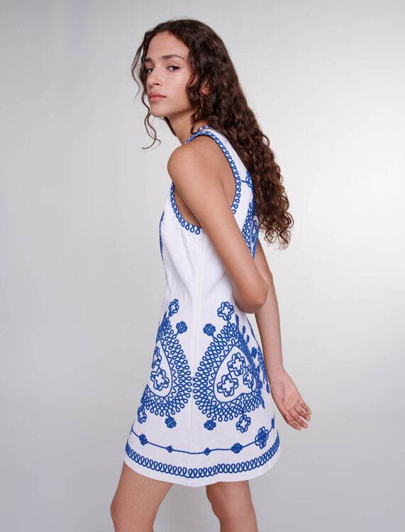 Fitted embroidered dress -  - MAJE