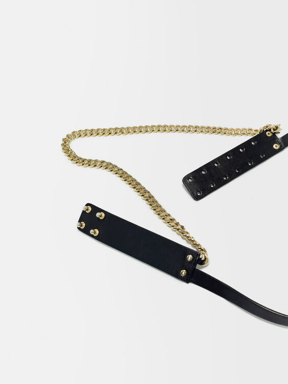 Leather and chain double belt - Belts - MAJE
