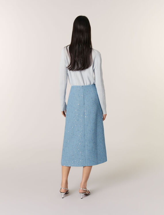 Sequin tweed midi skirt - Skirts & Shorts - MAJE