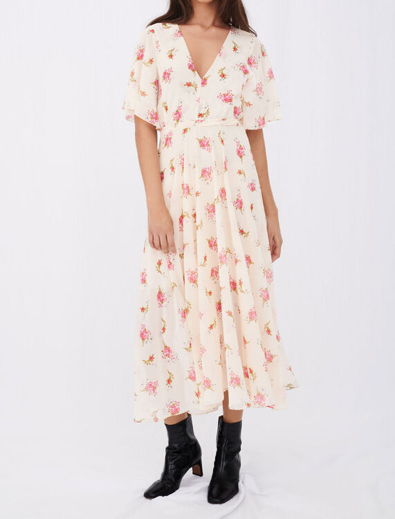 Asymmetric dress in printed muslin - Dresses - MAJE