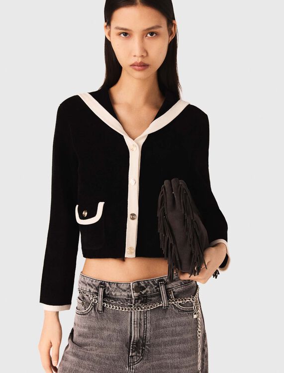 Velvet-effect cardigan - Sweaters & Cardigans - MAJE