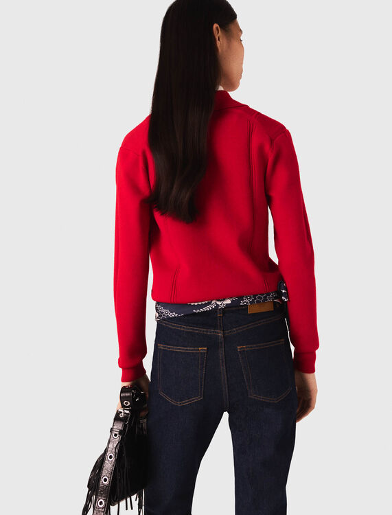 Polo collar jumper with embroidery - Sweaters & Cardigans - MAJE