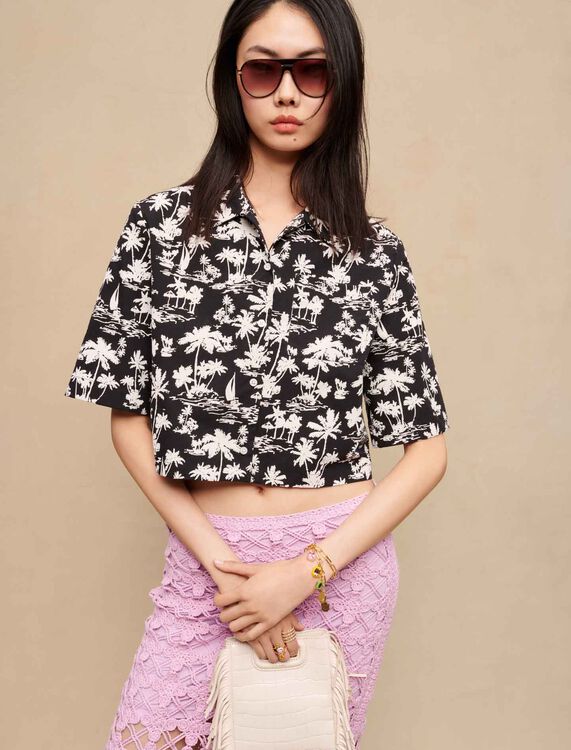 Short shirt with palm print - Tops & T-shirts - MAJE