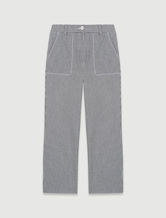 Topstitched Oshkosh stripe trousers - Trousers & Jeans - MAJE