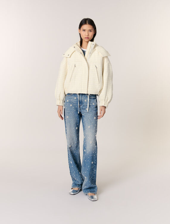 Tweed down jacket : Blazers & Jackets color Ecru