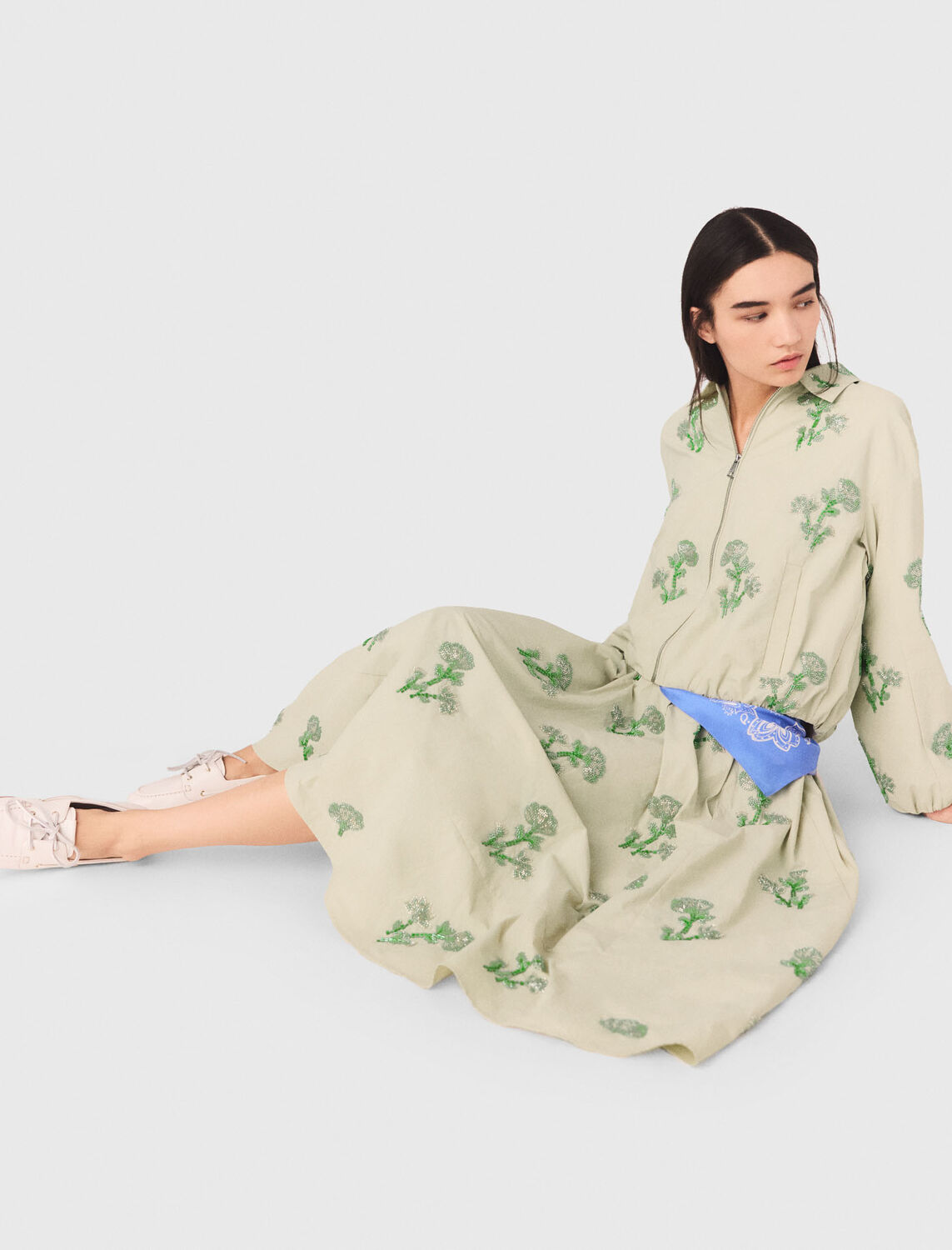 Embroidered technical bomber jacket : Blazers & Jackets color Beige