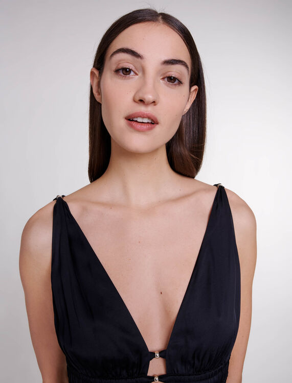 Openwork satin-effect dress - Dresses - MAJE