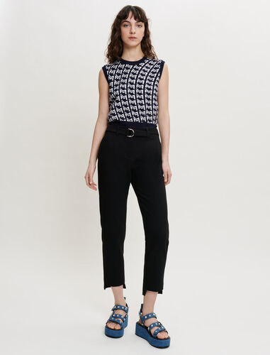 Straight pants with belt : Trousers & Jeans color Black