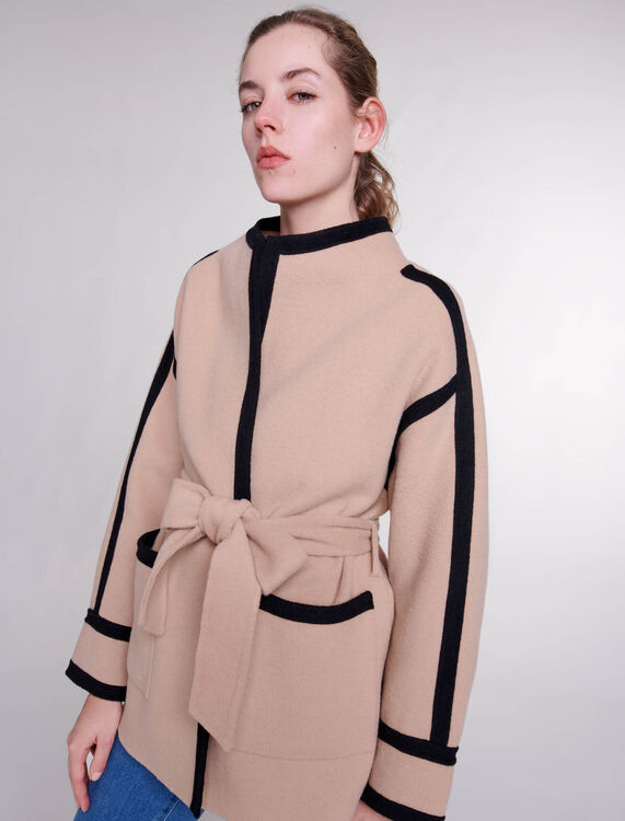 Short two-tone coat - Coats - MAJE