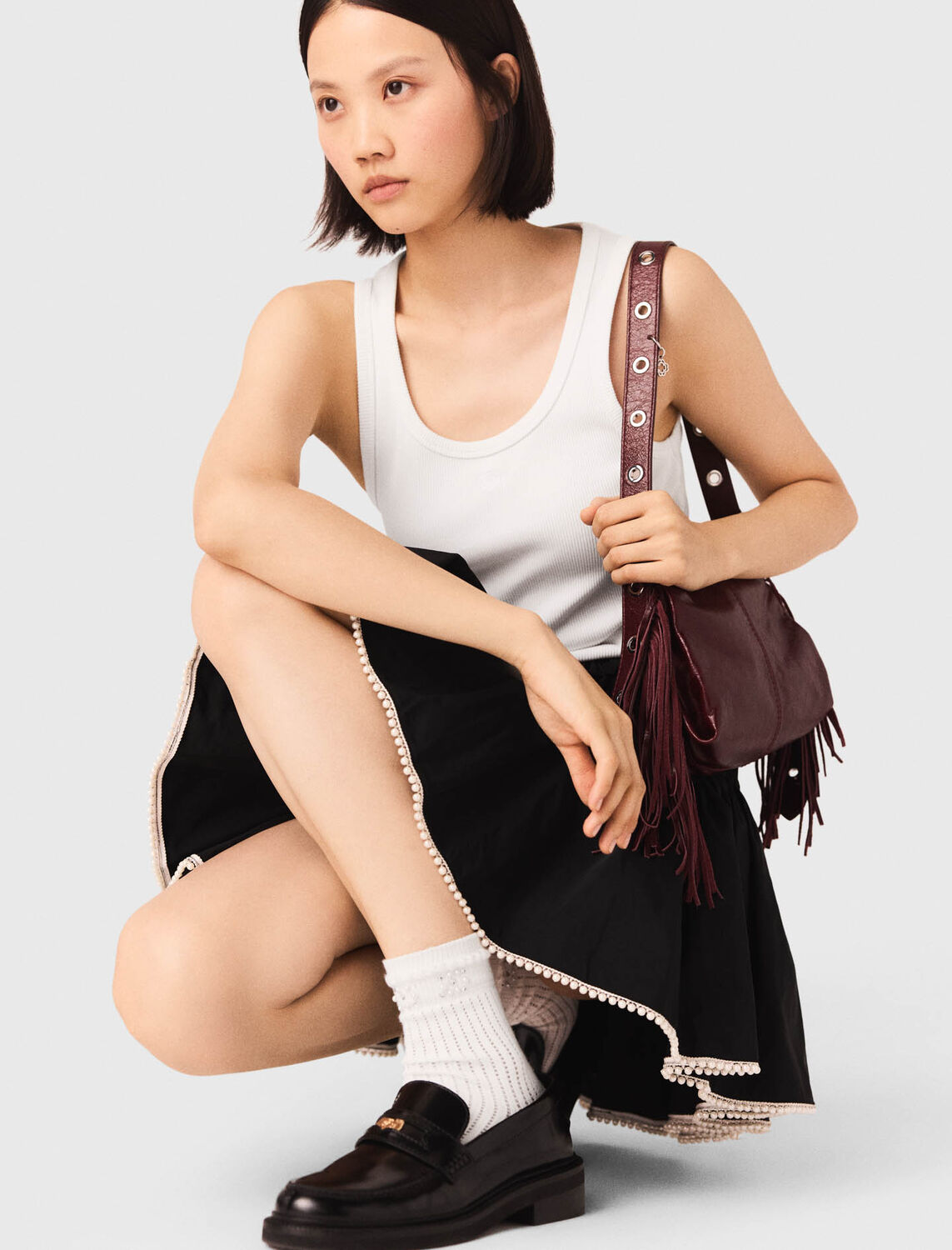 Rib knit tank top : T-Shirts color Navy