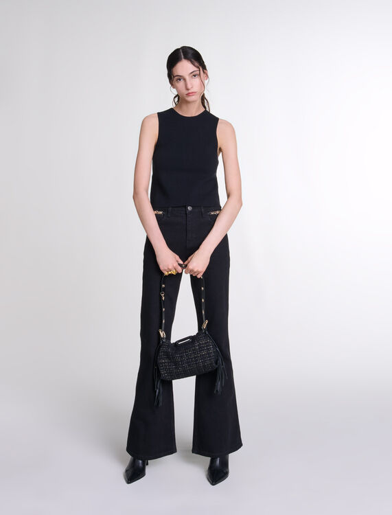 Knit crop top : Tops & T-shirts color Black