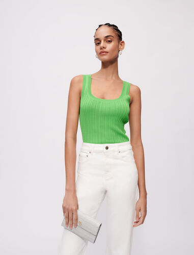 Ribbed knit tank top : Sweaters & Cardigans color Green
