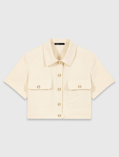 Short-sleeved cropped jacket : Blazers & Jackets color Ecru