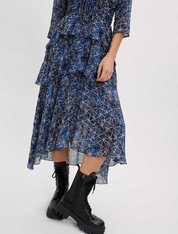 Ruffled printed viscose dress - Dresses - MAJE