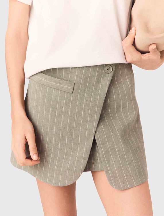 Layered linen blend shorts - Skirts & Shorts - MAJE