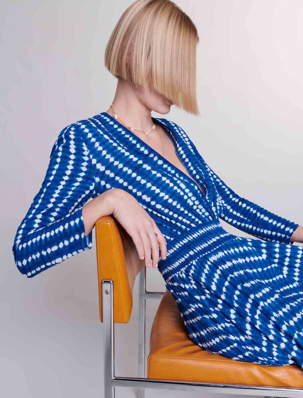 Asymmetrical maxi dress : View All color tie dye blue drop print