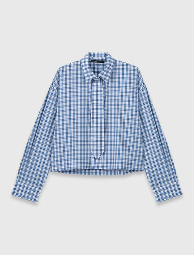 Rhinestone shirt with removable tie : Shirts color Blue check print