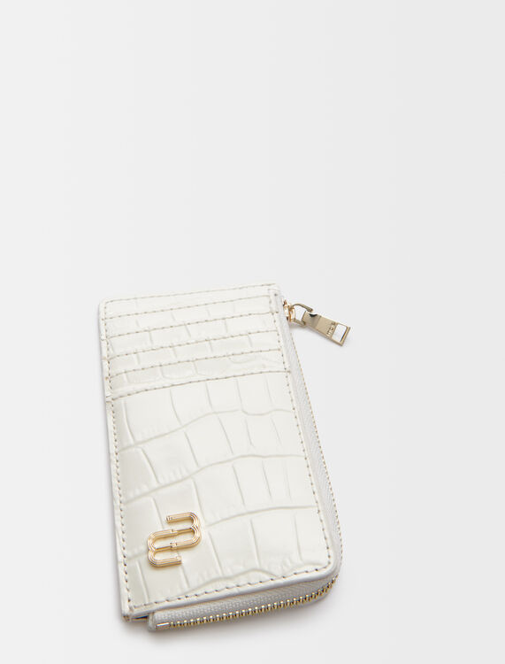 Croc-effect embossed leather cardholder - Small leather goods - MAJE
