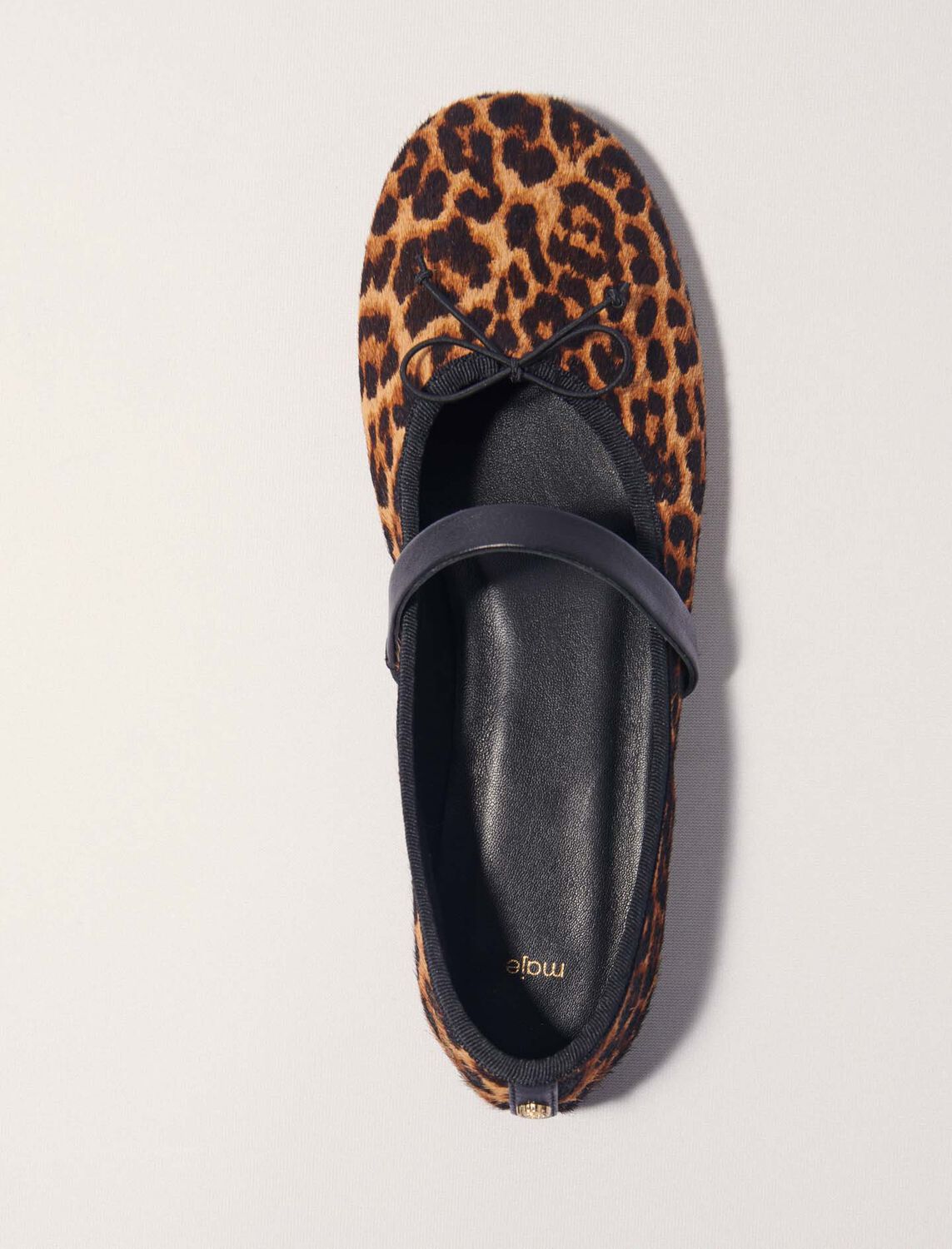 Leopard-effect leather ballet flats : Sling-Back & Sandals color Leopard print