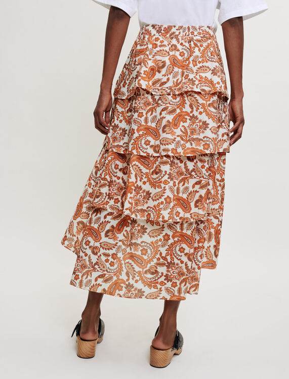 Printed cotton skirt : Skirts & Shorts color Orange