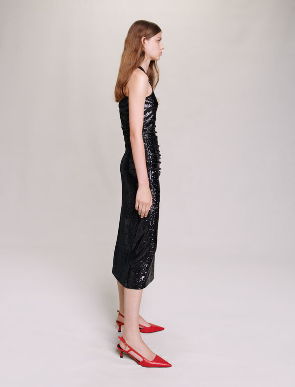 Sequinned midi skirt : Skirts & Shorts color Black